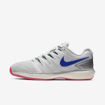 Nike Court Air Zoom Prestige - Női Teniszcipő - Platina/Metal Platina/Rózsaszín/Kék